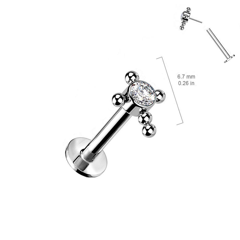 Gem Centered Ball Cross Threadless Push in Stud
- G23 Implant Grade Titanium