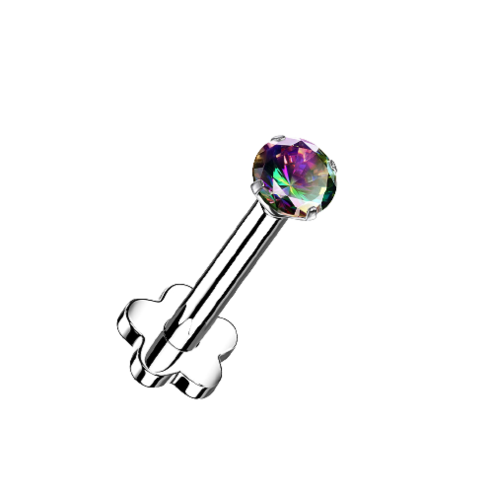 Prong Set CZ Crystal Threadless Push In Flower Base Stud
- G23 Implant Grade Titanium