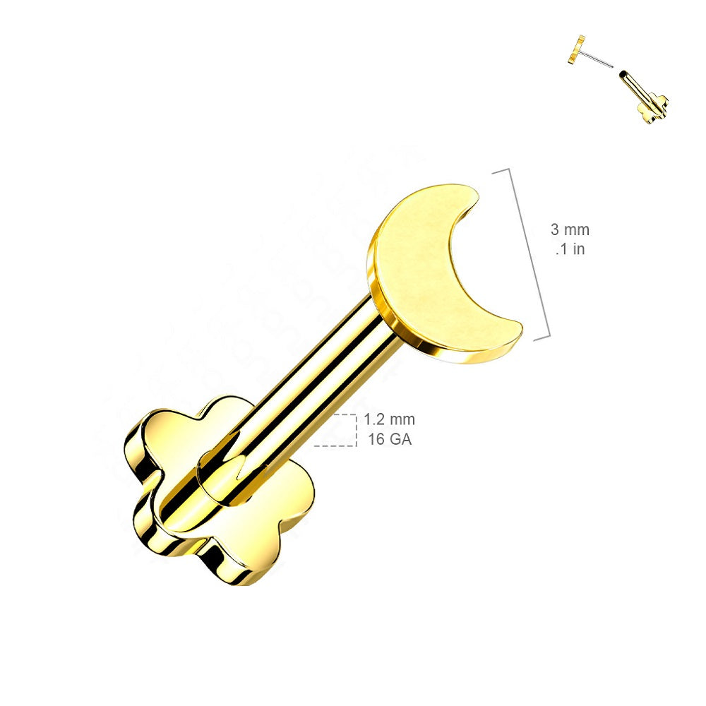 Crescent Moon Threadless Push in Flower Base Stud
- G23 Implant Grade Titanium
