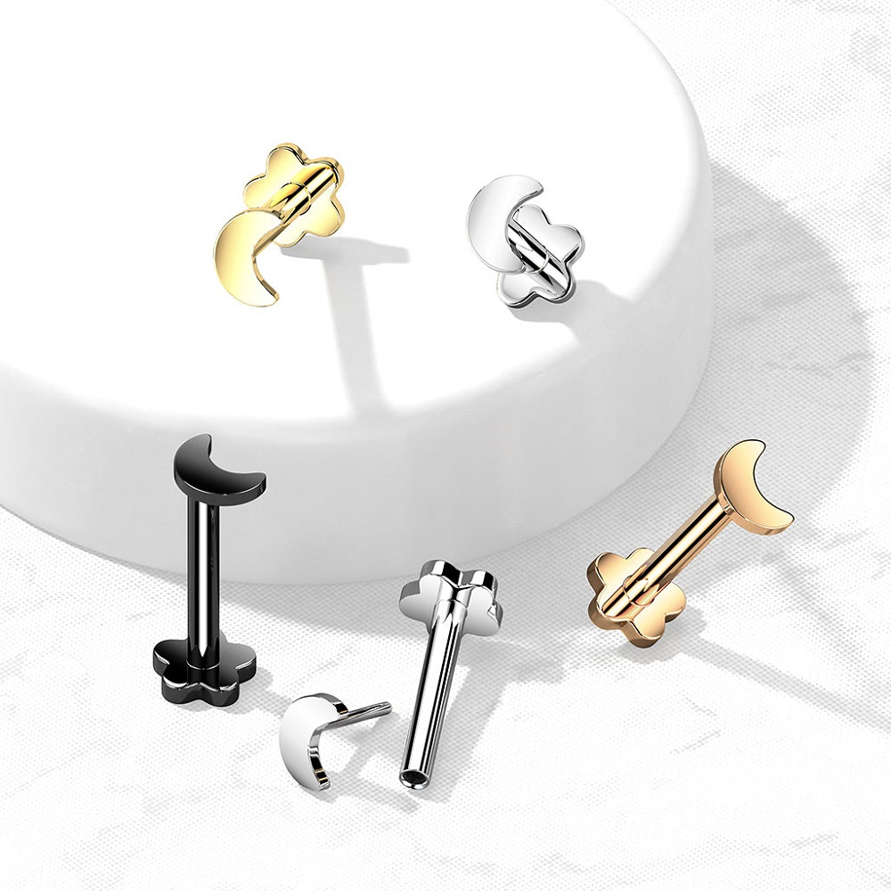 Crescent Moon Threadless Push in Flower Base Stud
- G23 Implant Grade Titanium