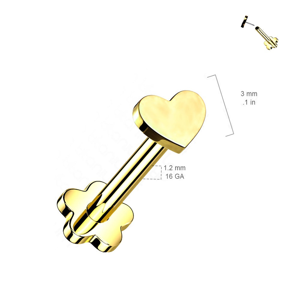 Heart Top Threadless Push in Flower Base Stud
- G23 Implant Grade Titanium