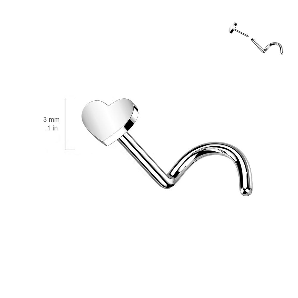 Heart Shape Top Threadless Push in Nose Screw - G23 Implant Grade Titanium