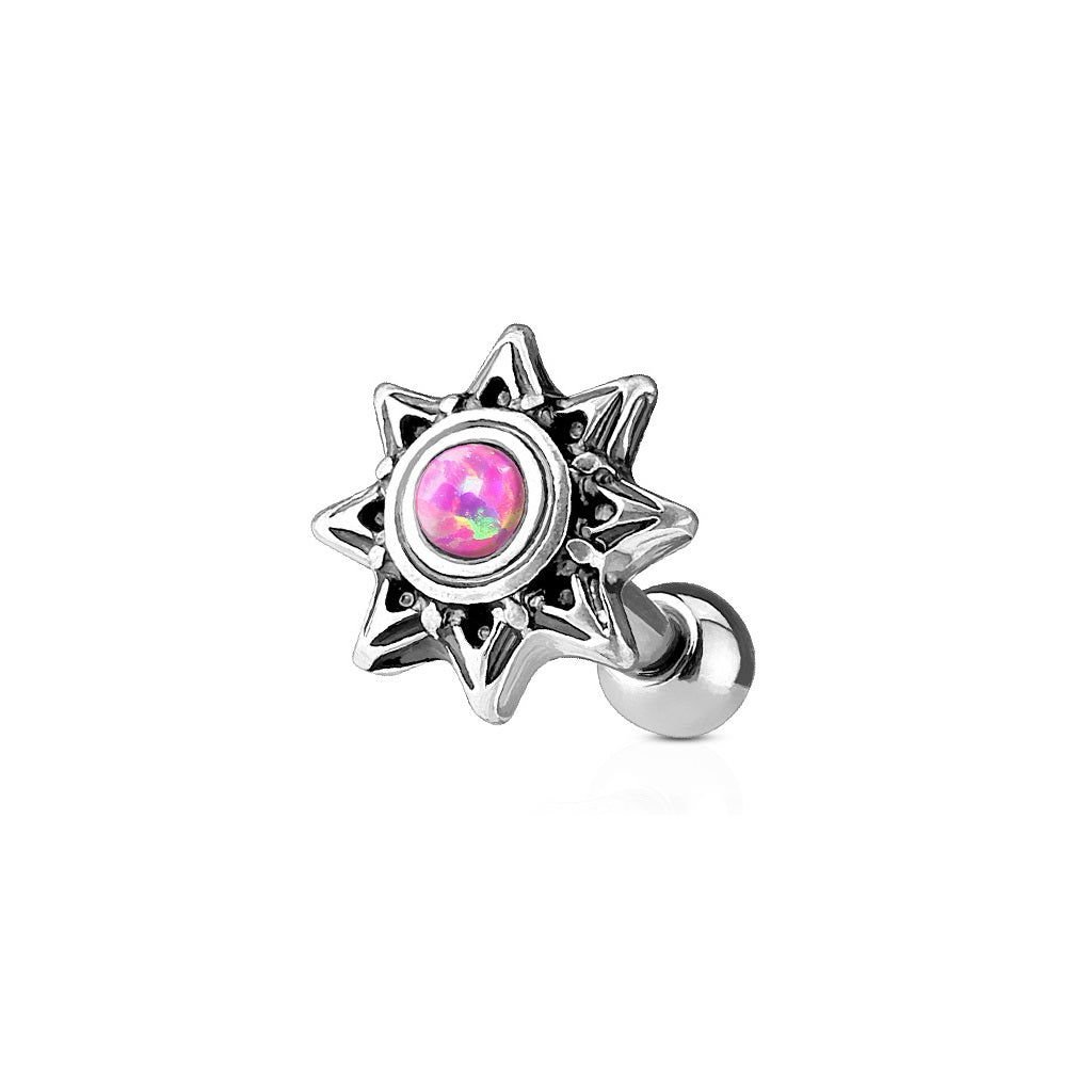 Synthetic Opal Tribal Sun Barbell - 316L Stainless Steel
