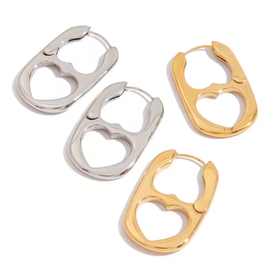 Heart Soda Tab Earrings - Pair - Stainless Steel