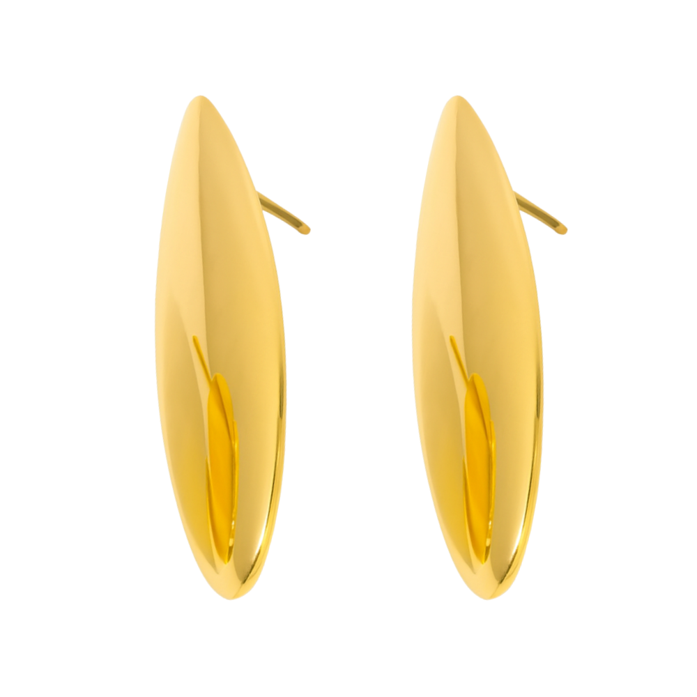 Long Teardrop Earrings - Pair - Stainless Steel