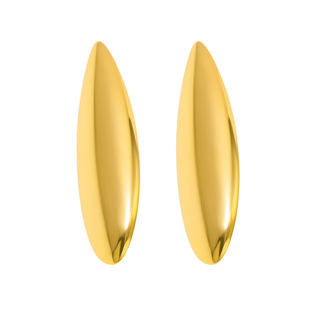 Long Teardrop Earrings - Pair - Stainless Steel