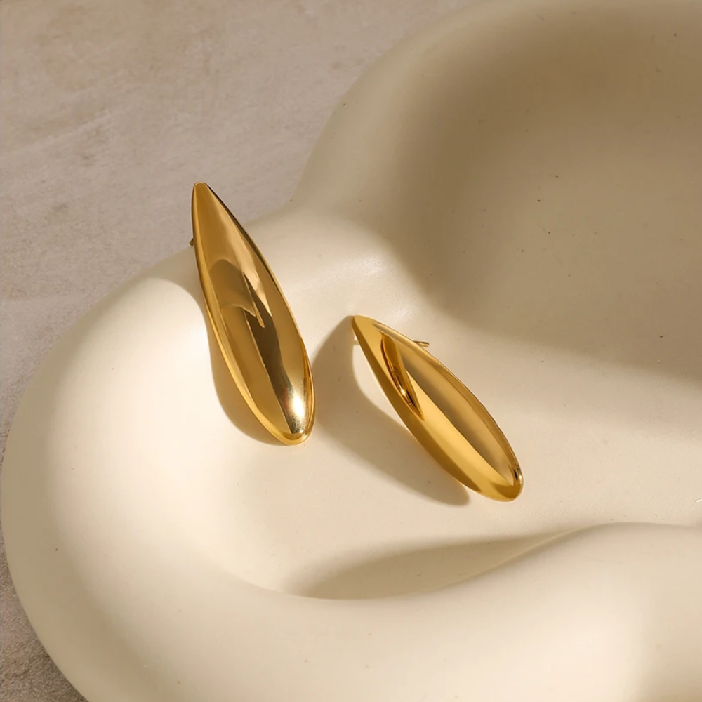 Long Teardrop Earrings - Pair - Stainless Steel
