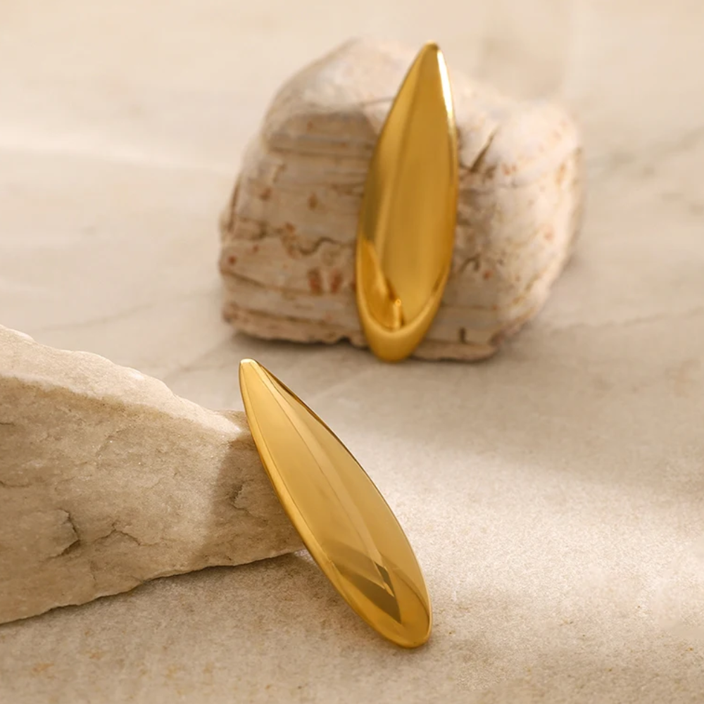 Long Teardrop Earrings - Pair - Stainless Steel
