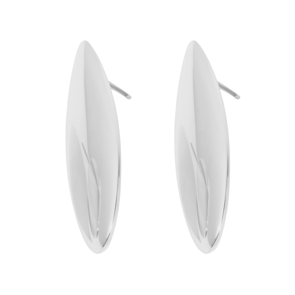 Long Teardrop Earrings - Pair - Stainless Steel
