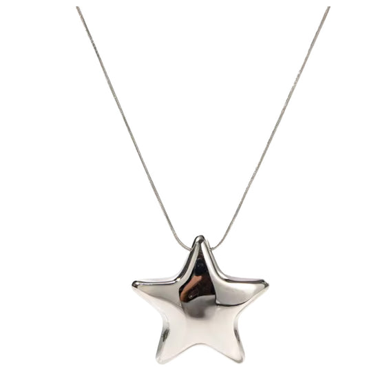 Chunky Star Pendant Necklace - Stainless Steel