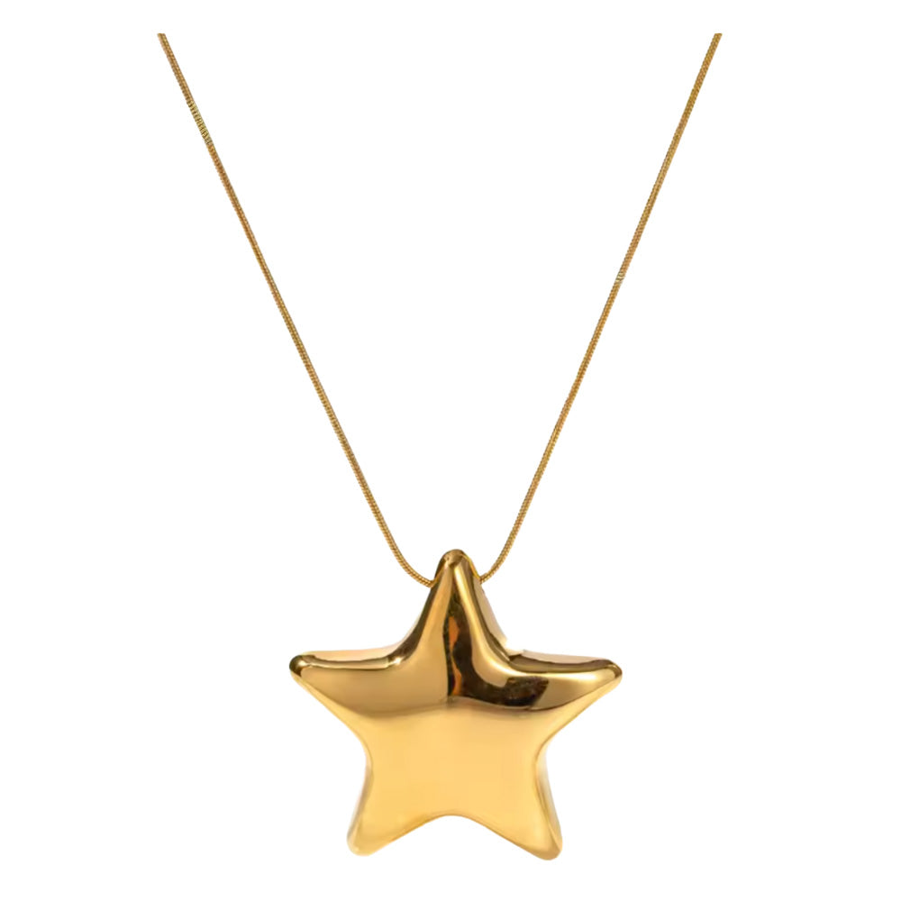 Chunky Star Pendant Necklace - Stainless Steel