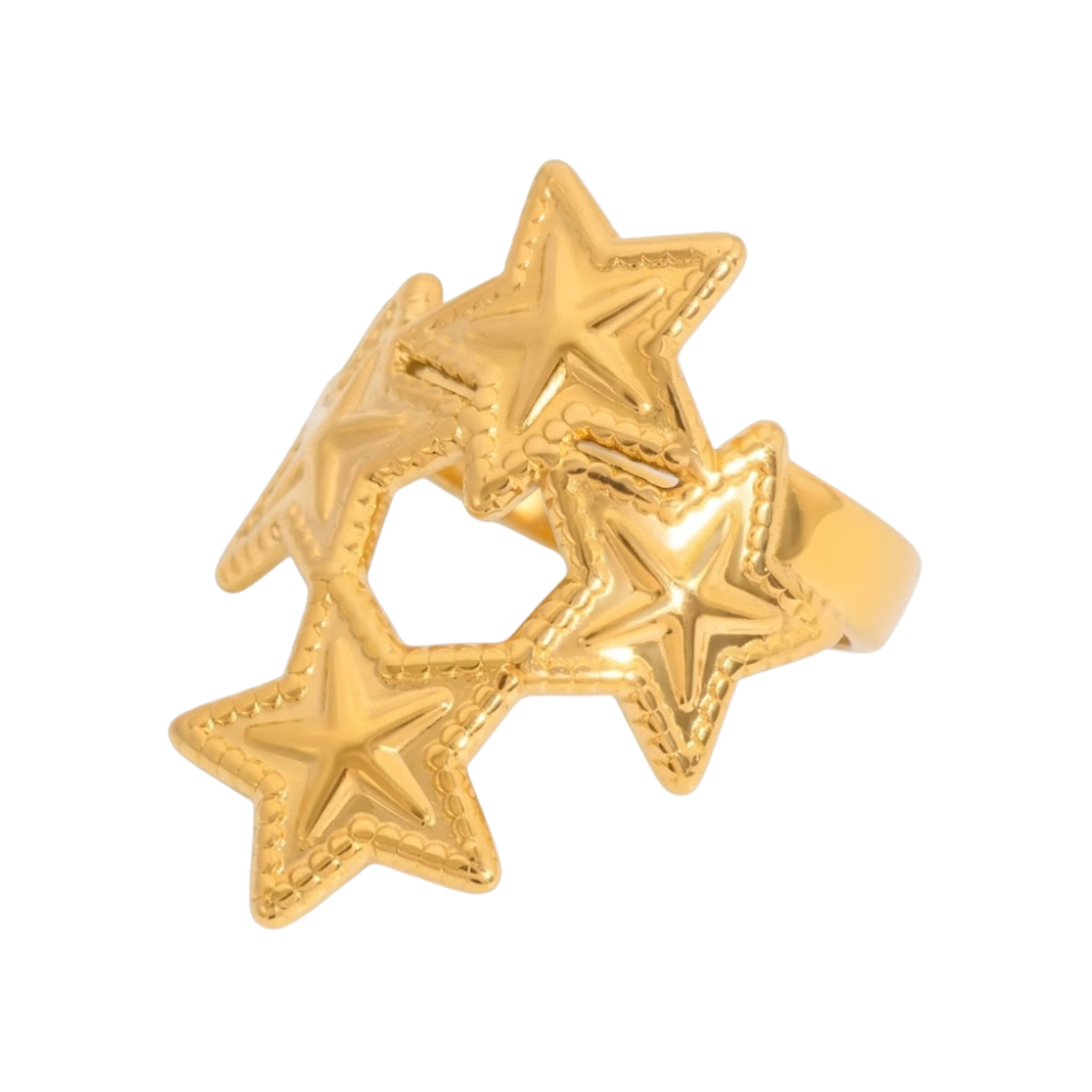 Multi Star Adjustable Ring - 18K Gold Plated Stainless Steel