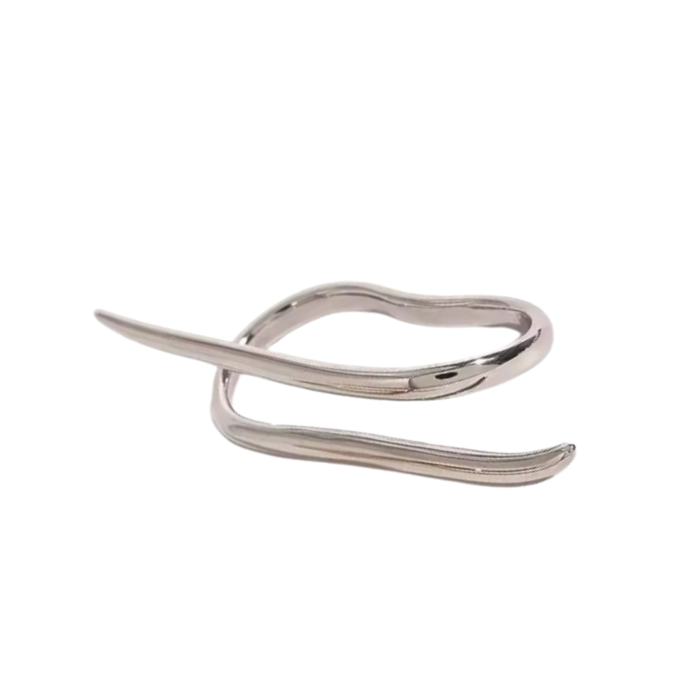 Twisted Line Double Finger Ring - Stainless Steel
