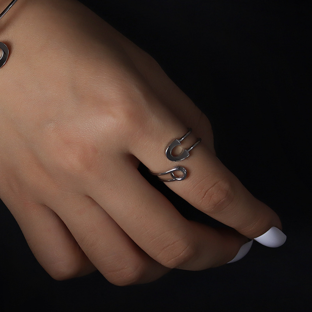 Adjustable Safety Pin Ring - Stainless Steel