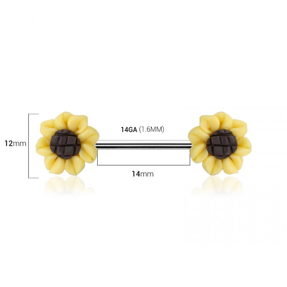 Sunflower Nipple Barbells - Pair - 316L Stainless Steel