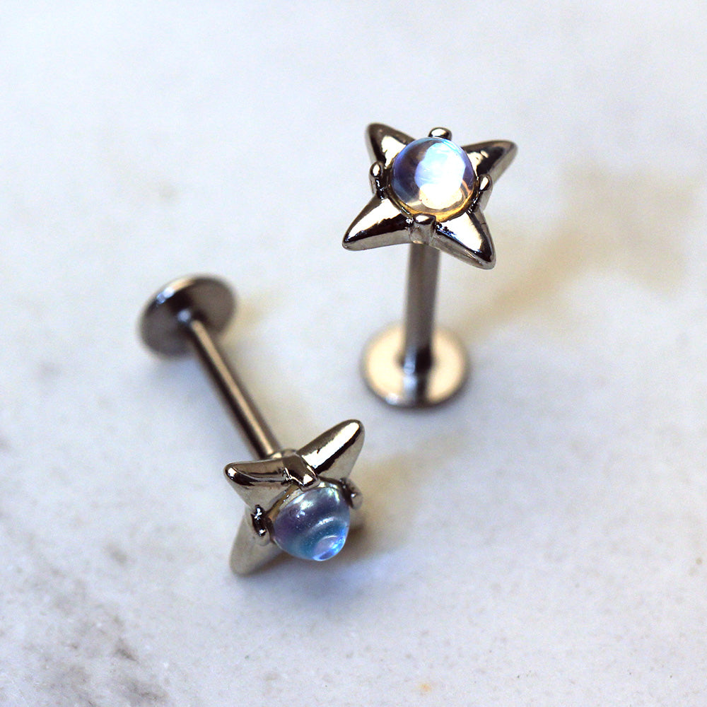 Moonlight Stone North Star Flat Back Stud - 316L Stainless Steel