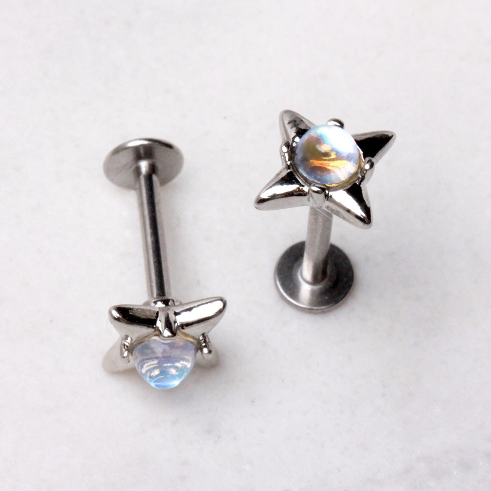 Moonlight Stone North Star Flat Back Stud - 316L Stainless Steel