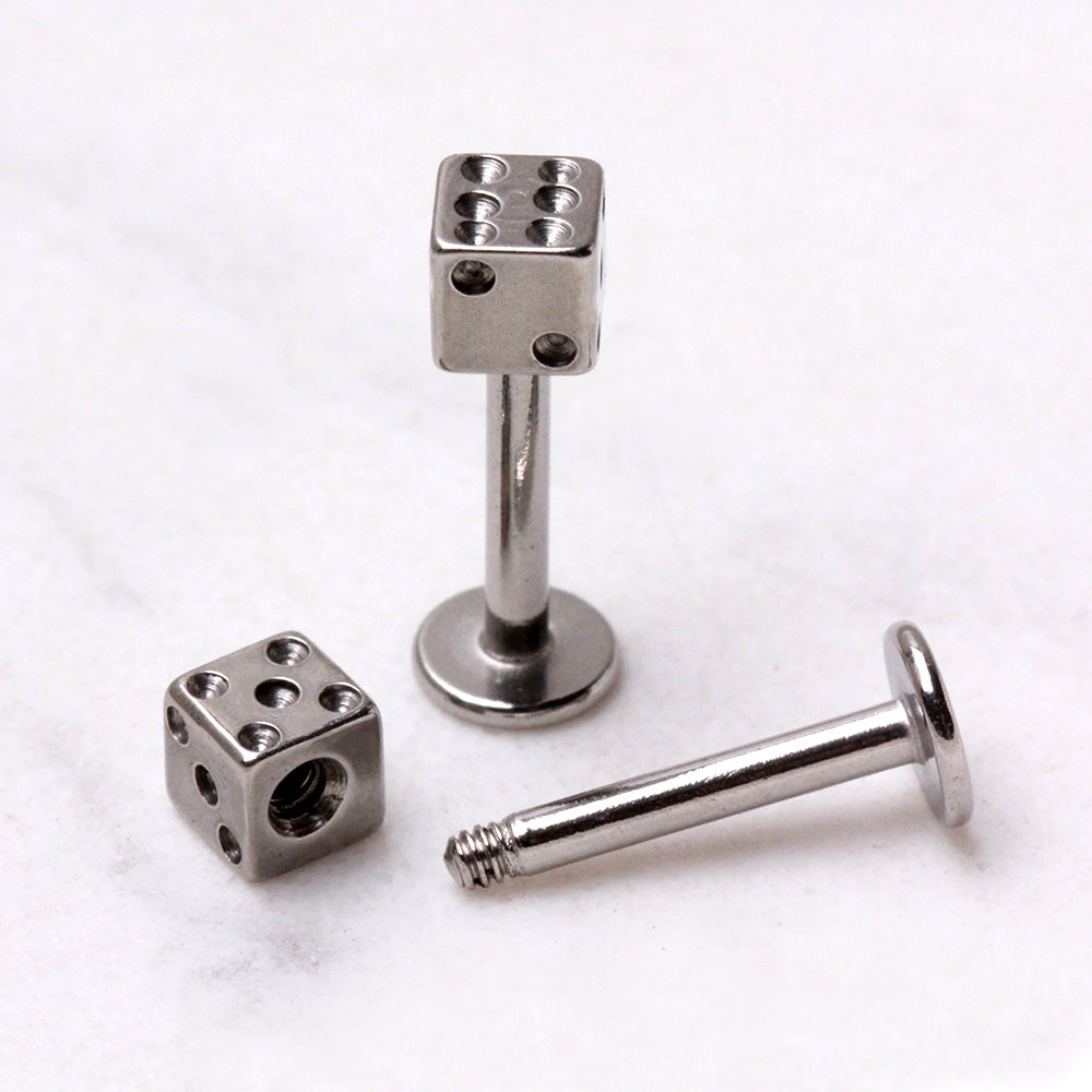 Dice Top Flat Back Stud - 316L Stainless Steel