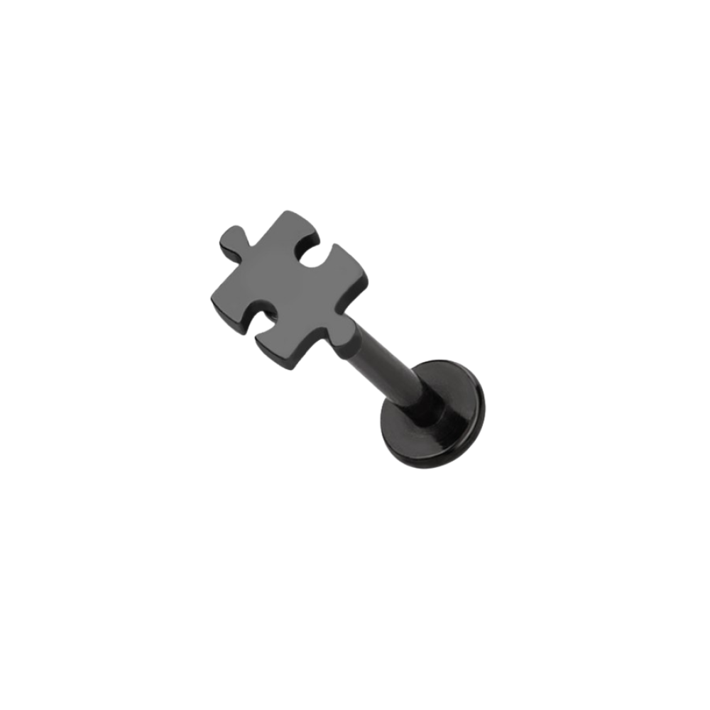 Internally Threaded Puzzle Piece Top Flat Back Stud - 316L Stainless Steel