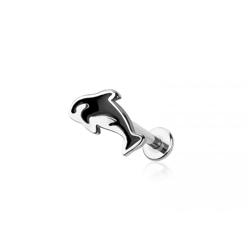 Orca Whale Flat Back Stud - 316L Stainless Steel