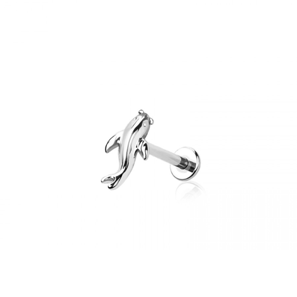 Threadless Koi Fish Flat Back Stud - 316L Stainless Steel