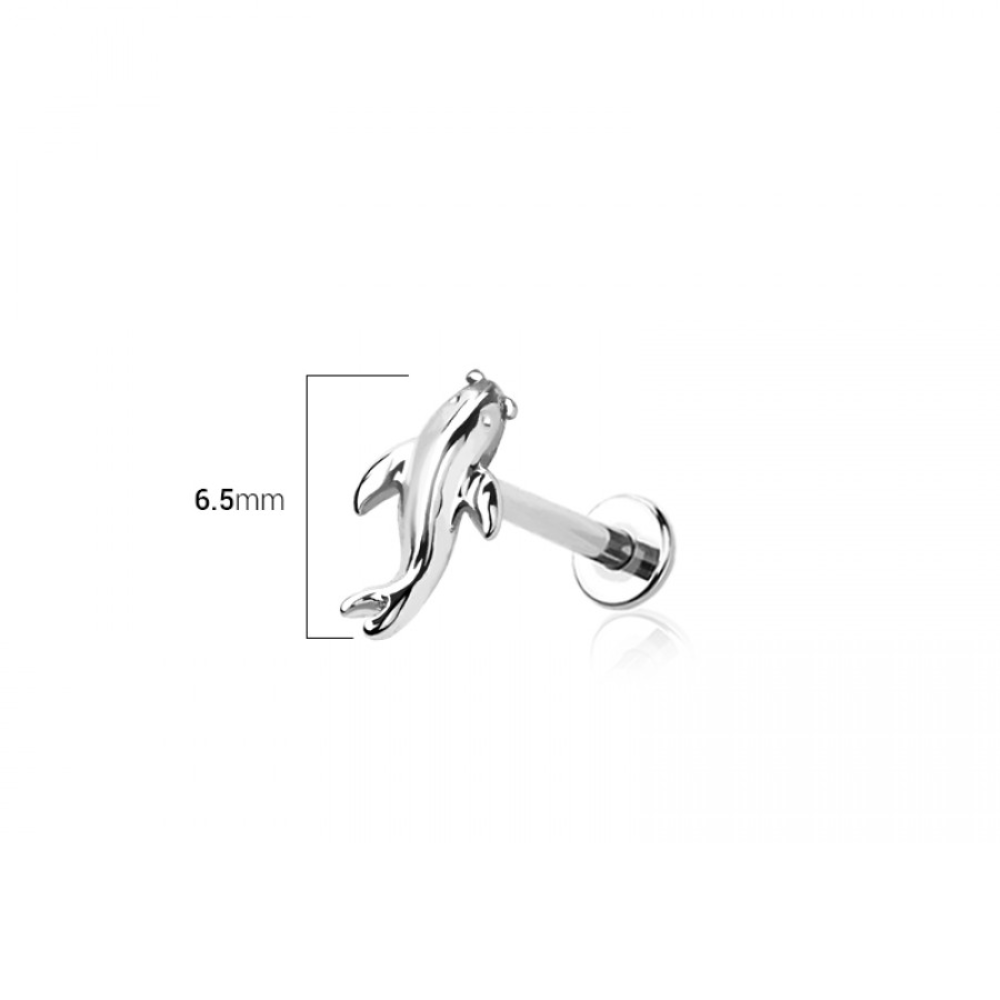 Threadless Koi Fish Flat Back Stud - 316L Stainless Steel