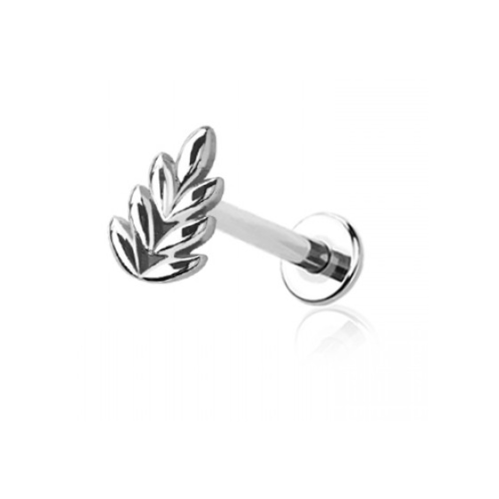 Threadless Push In Leaf Flat Back Stud - 316L Stainless Steel