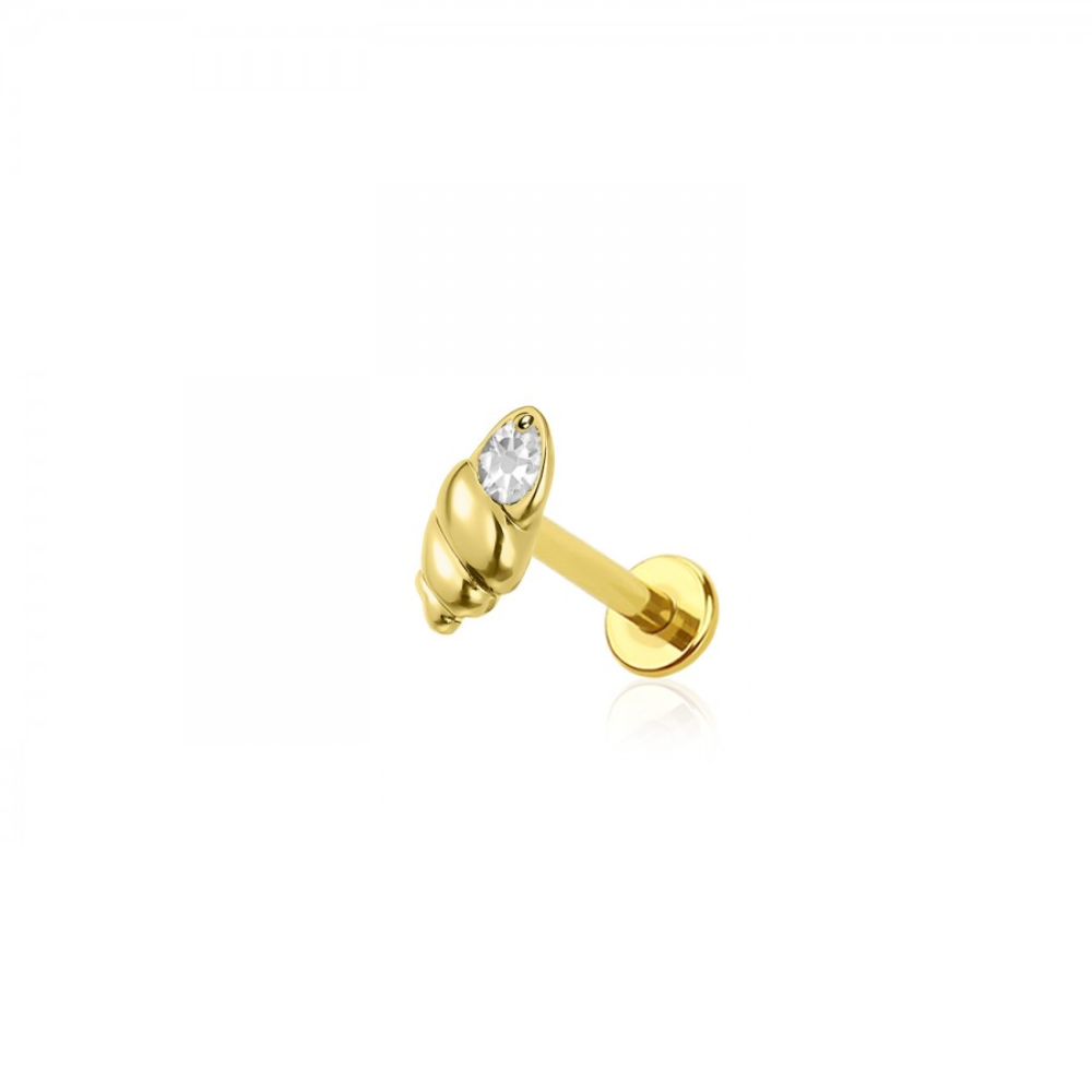 Threadless Push-In CZ Crystal Shell Flat Back Stud - 316L Stainless Steel