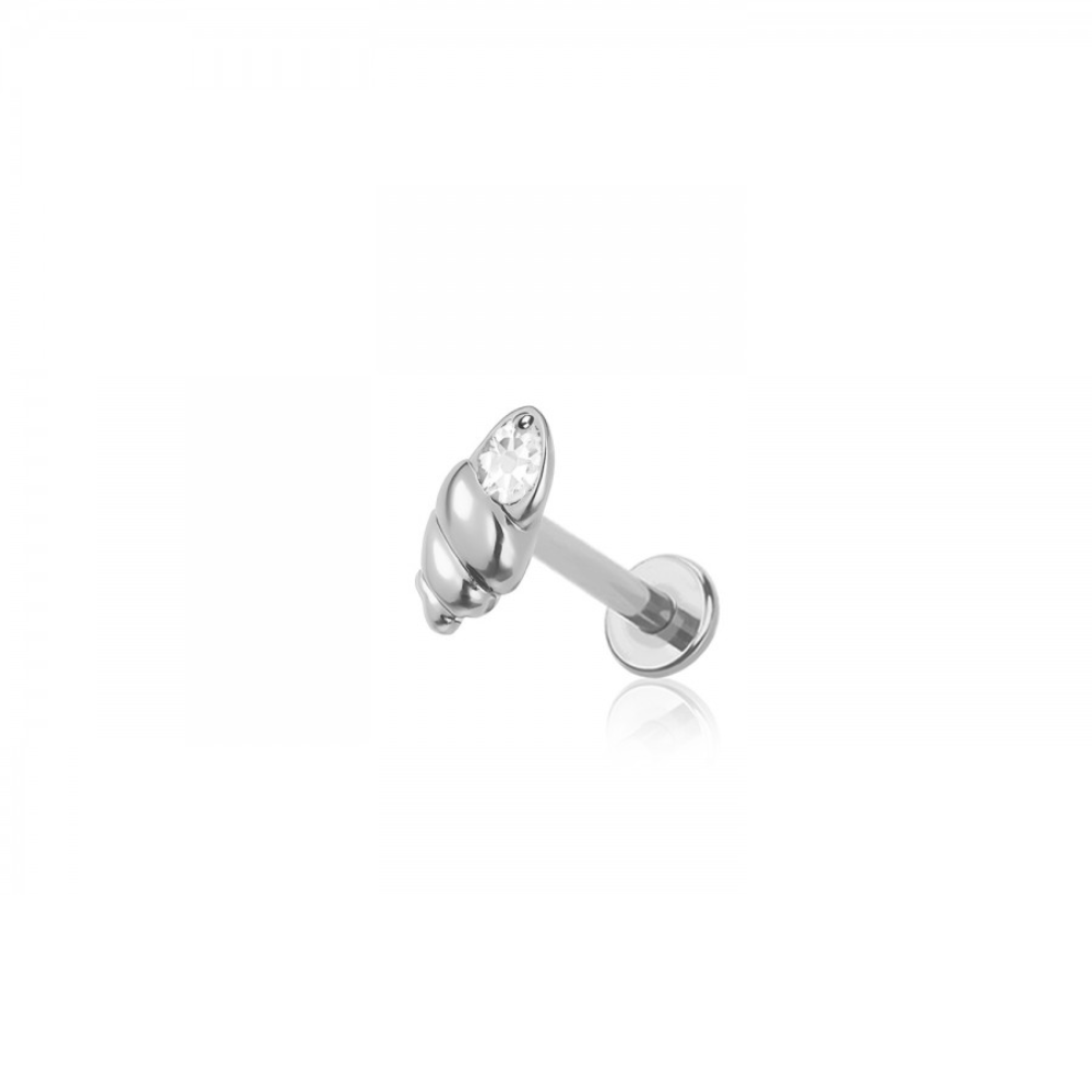 Threadless Push-In CZ Crystal Shell Flat Back Stud - 316L Stainless Steel