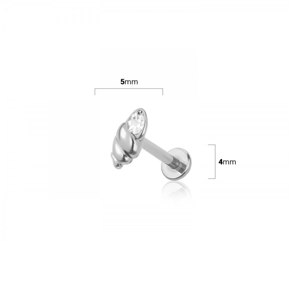 Threadless Push-In CZ Crystal Shell Flat Back Stud - 316L Stainless Steel