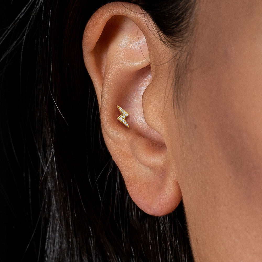 Internally Threaded Triple Marquise CZ Crystal Top Flat Back Lip Cartilage Tragus Stud
- 316L Stainless Steel