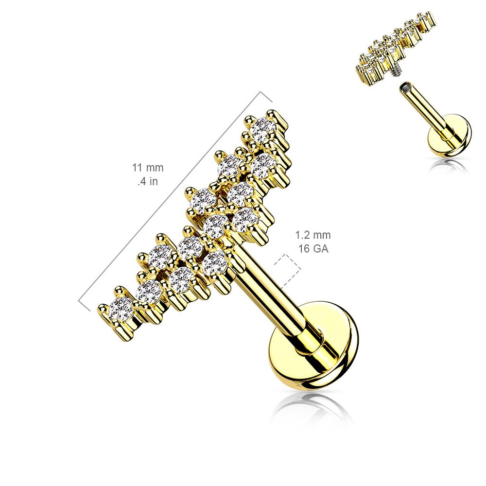 Prong Set CZ Crystal Cluster Internally Threaded Stud - 316L Stainless Steel