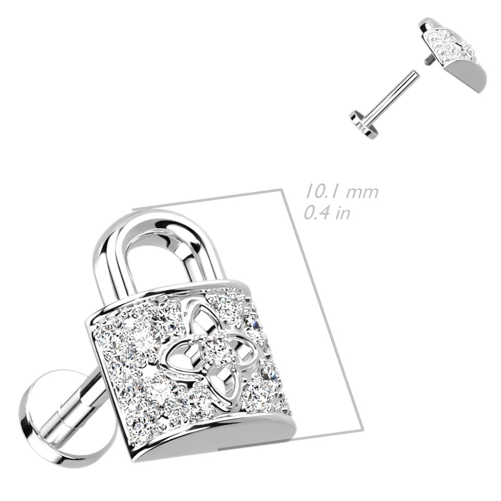 CZ Crystal Lock Internally Threaded Stud - 316L Stainless Steel