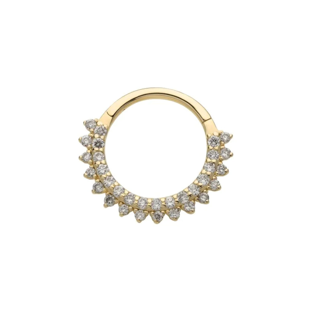 Lab Grown Diamond Double Row Hinged Segment Clicker - 14kt Gold