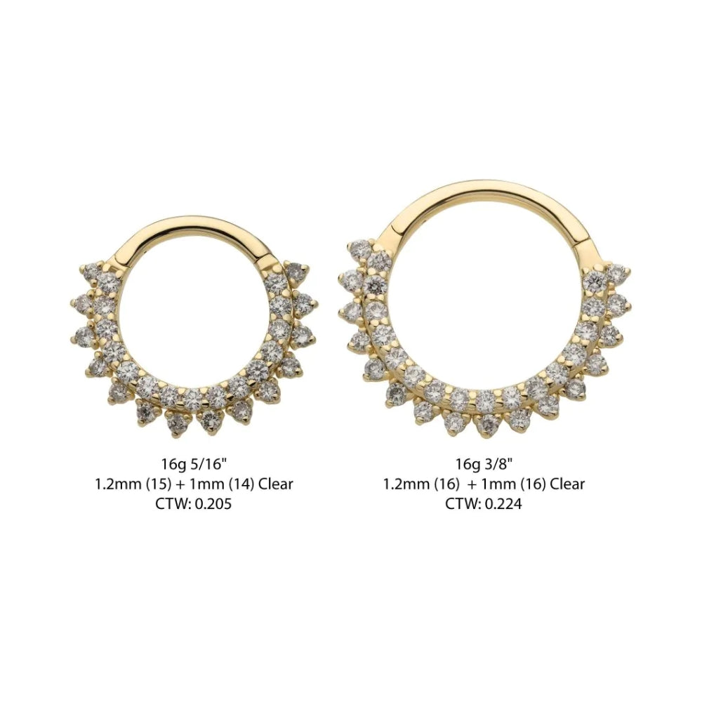 Lab Grown Diamond Double Row Hinged Segment Clicker - 14kt Gold