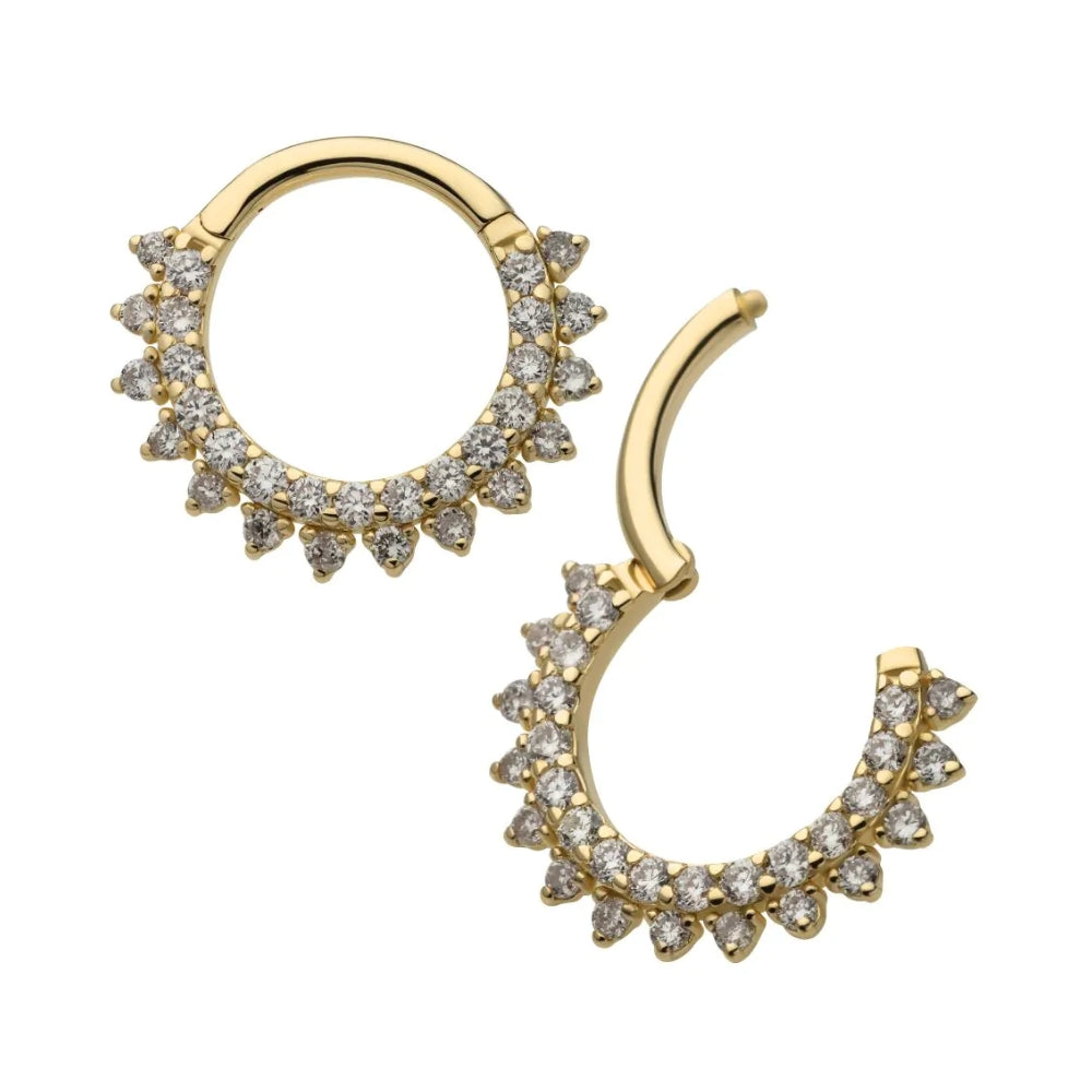 Lab Grown Diamond Double Row Hinged Segment Clicker - 14kt Gold