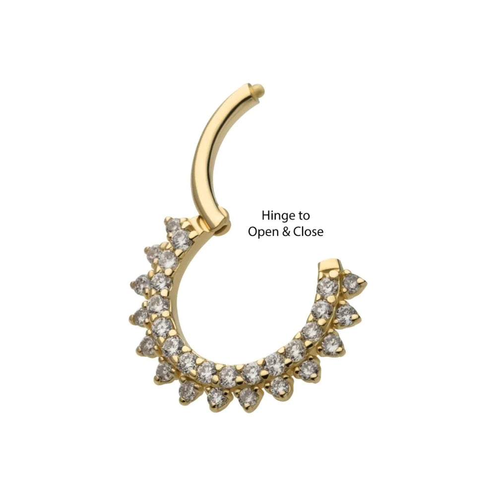 Lab Grown Diamond Double Row Hinged Segment Clicker - 14kt Gold