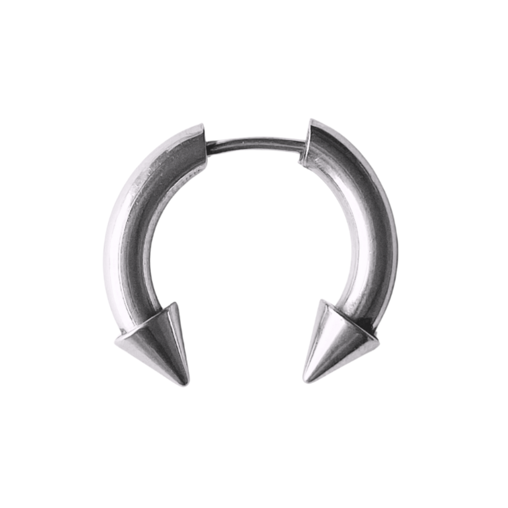 Faux Stretched 8GA Spike Ends Horseshoe Septum Barbell - Stainless Steel