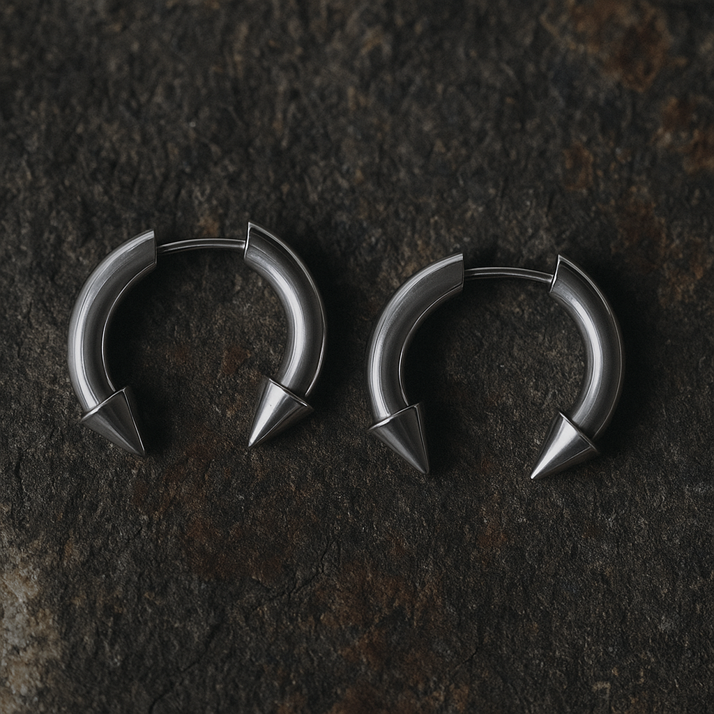 Fake Gauge Horseshoe Barbells with Spikes- Pair - 316L Stainless Steel