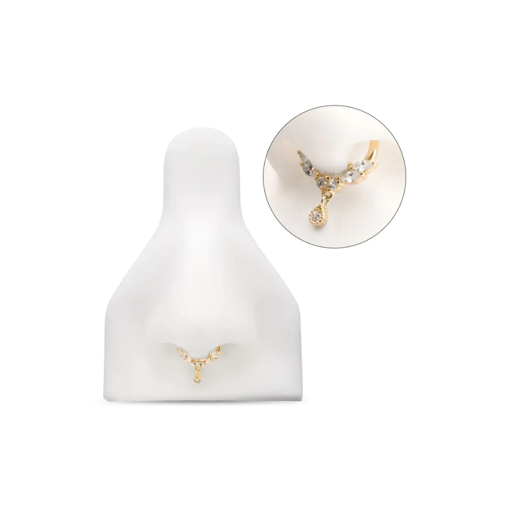 Marquise CZ Cluster Butterfly Front Facing Hinged Segment Clicker - 14kt White Gold