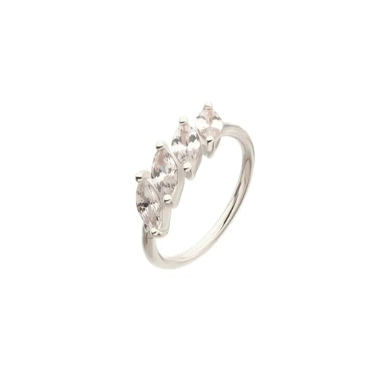 Marquise Staggered CZ Cluster Side Facing Hinged Segment Clicker - 14kt White Gold
