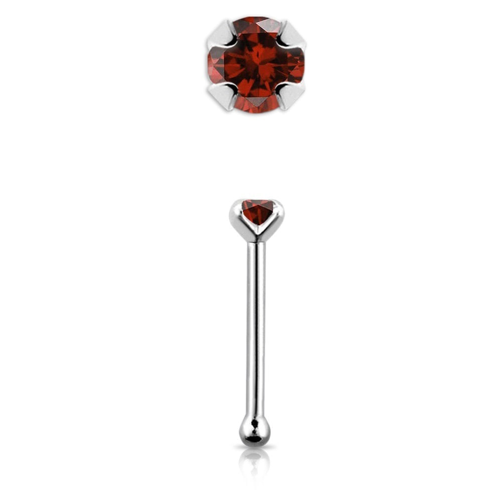 Prong Set Stone Nose Bone Stud - 925 Sterling Silver
