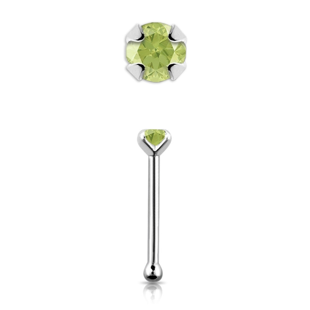 Prong Set Stone Nose Bone Stud - 925 Sterling Silver