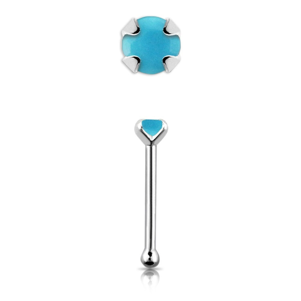 Prong Set Stone Nose Bone Stud - 925 Sterling Silver