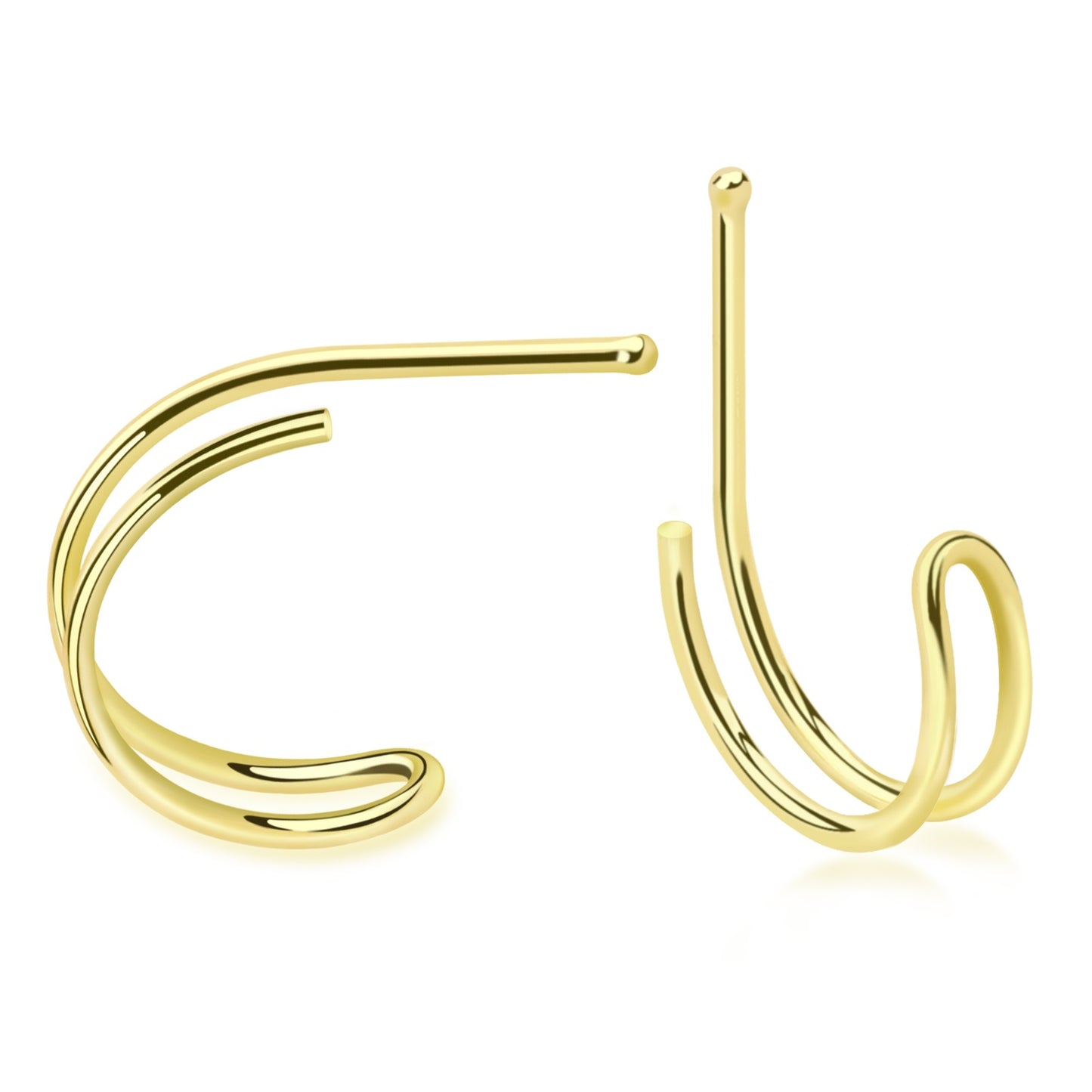 Double Hoop Nose Bone Stud - 925 Sterling Silver