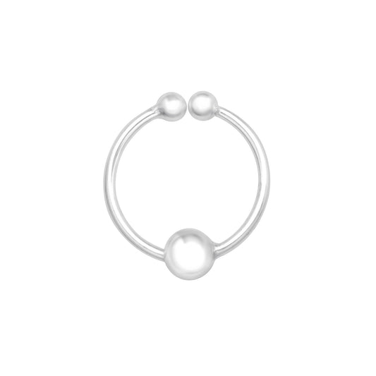 Faux Captive Bead Clip On Fake Septum Ring - 925 Sterling Silver