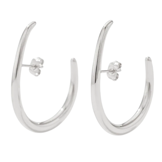Hooked Hoop Earrings - Pair - 304 Stainless Steel