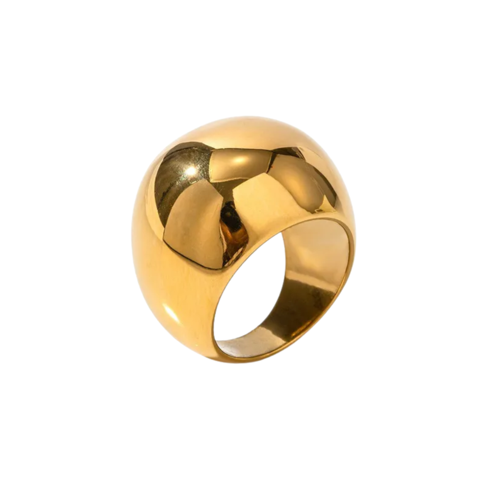 Dome Chunky Statement Ring - Titanium Steel