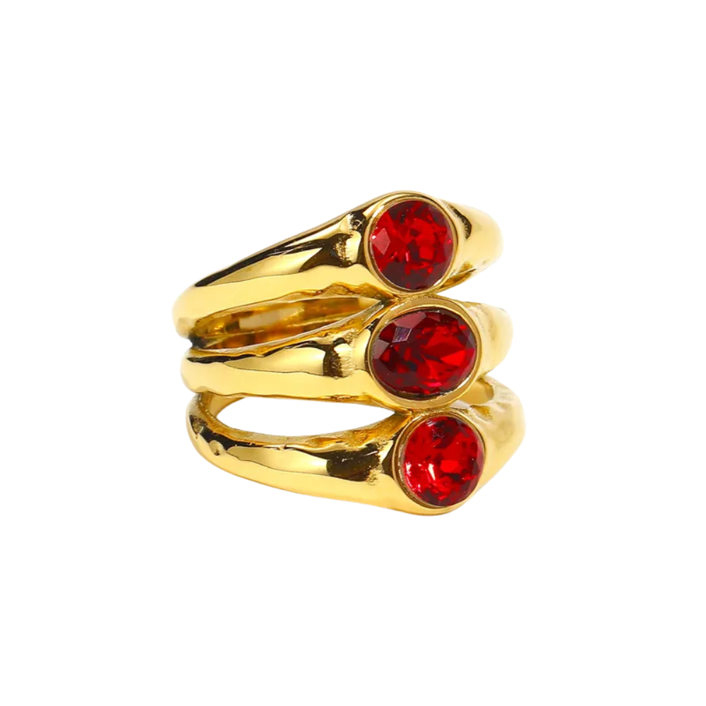 Gold Plated Triple Layer Zircon Crystal Ring