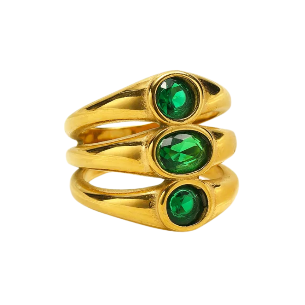 Gold Plated Triple Layer Zircon Crystal Ring